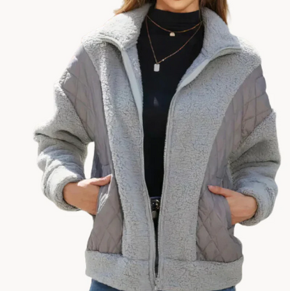 Weiche Sherpa-Damenjacke Kuschel Fleece - IdealeKleiden