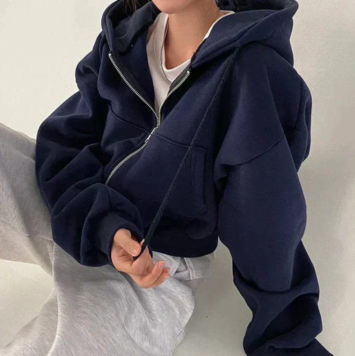 Damen Winterpullover Oversized Reißverschluss - IdealeKleiden