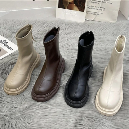 Damen Stiefel Modern Lederoptik - IdealeKleiden