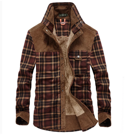 Herren Wintermantel Flanell Stehkragen Warm - IdealeKleiden