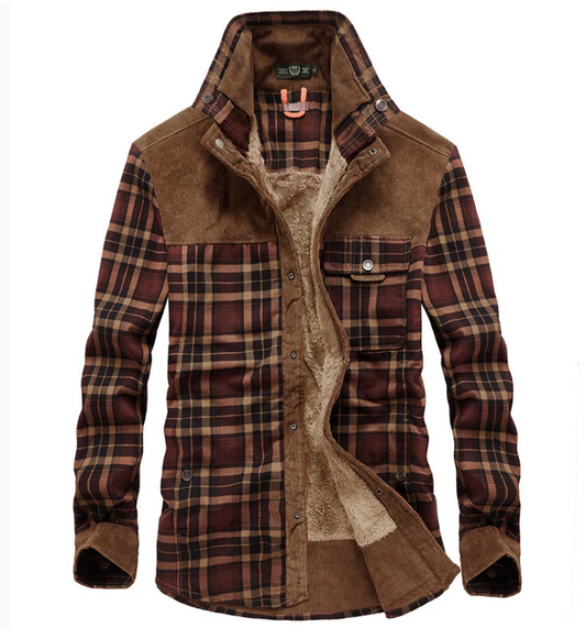 Herren Wintermantel Flanell Stehkragen Warm - IdealeKleiden