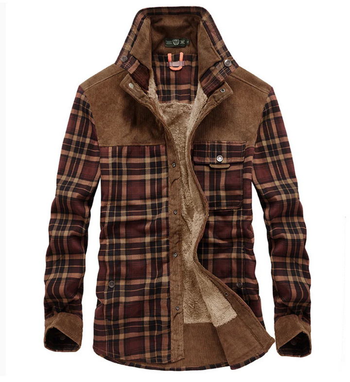 Herren Wintermantel Flanell Stehkragen Warm - IdealeKleiden