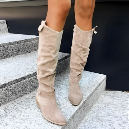 Luxus Damenstiefel Wildleder Rutschfest
