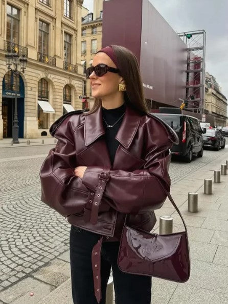 Lederjacke Damen Herbstwinter Trend - IdealeKleiden