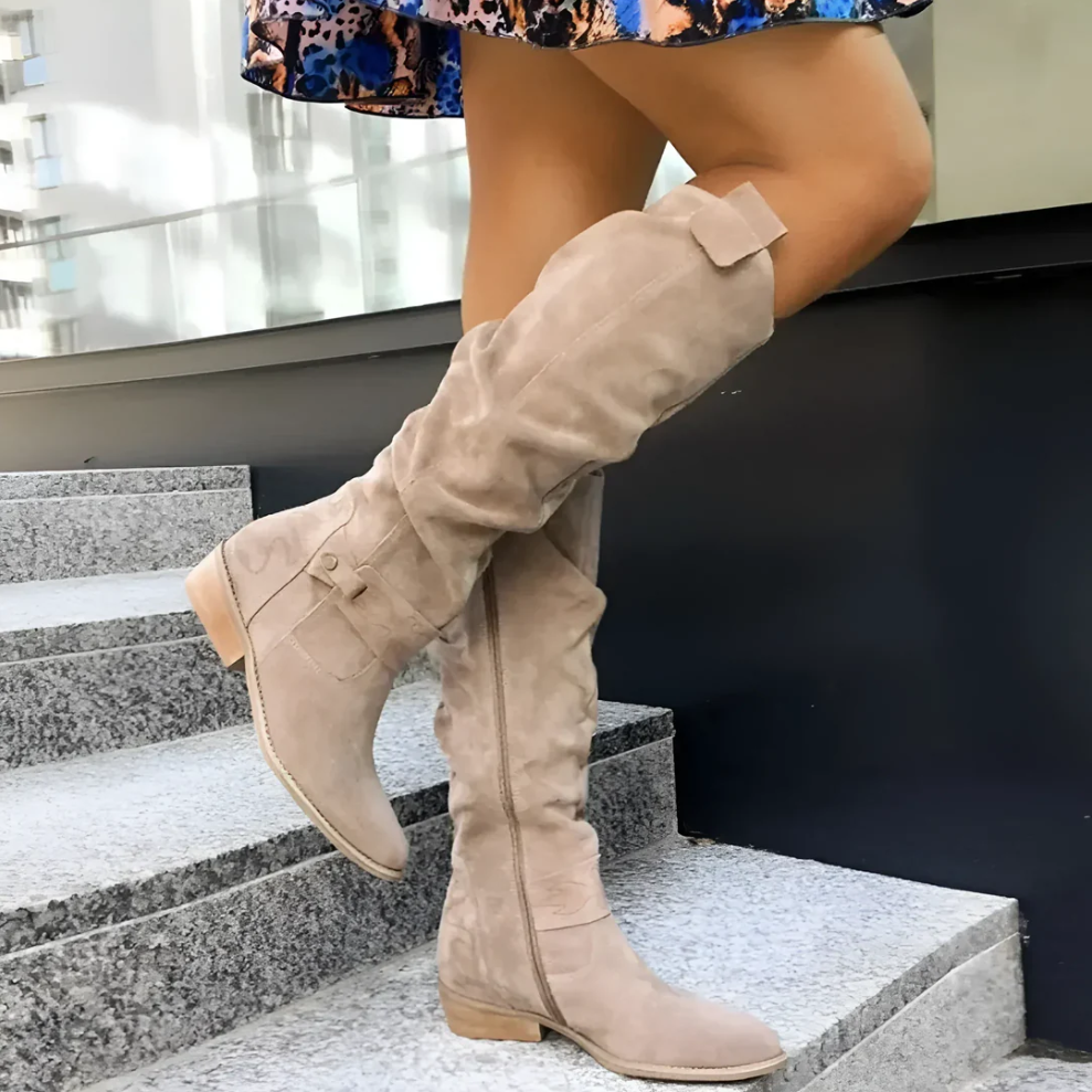Stilvolle Damen Stiefel Kniehoch Schwarz - IdealeKleiden
