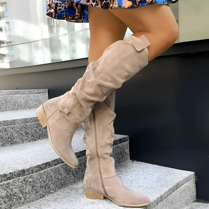 Stilvolle Damen Stiefel Kniehoch Schwarz - IdealeKleiden