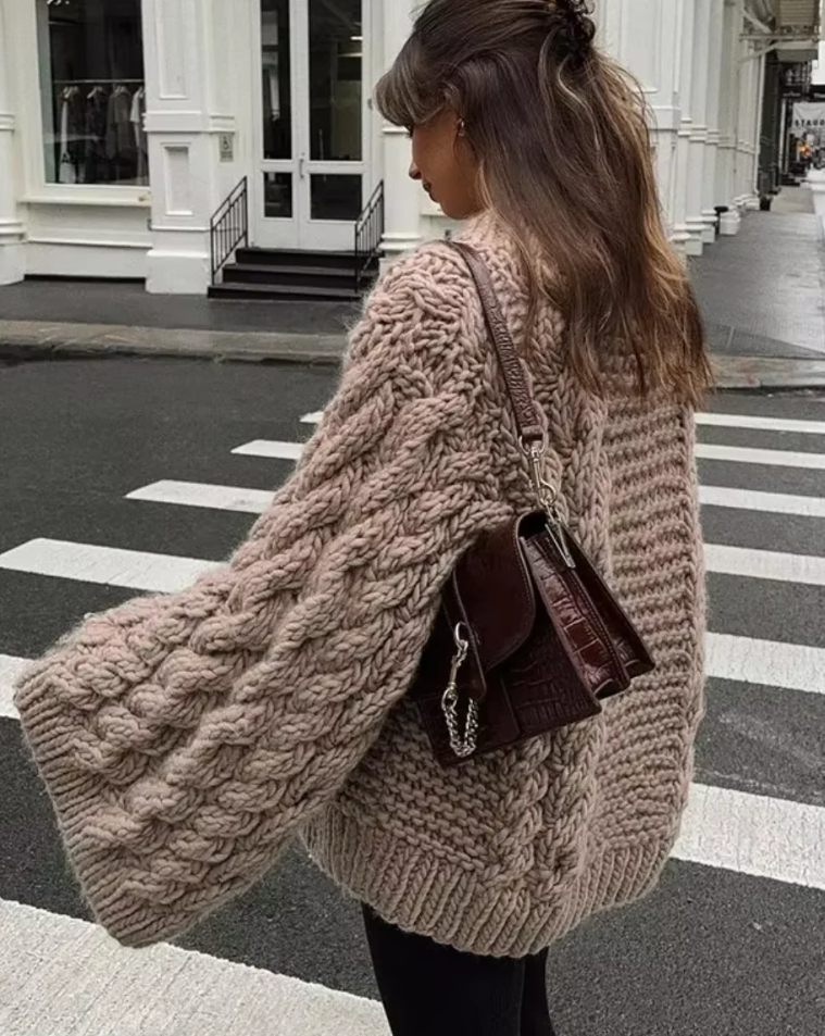 Kuschel-Pullover Damen Grobgestrickt Weich