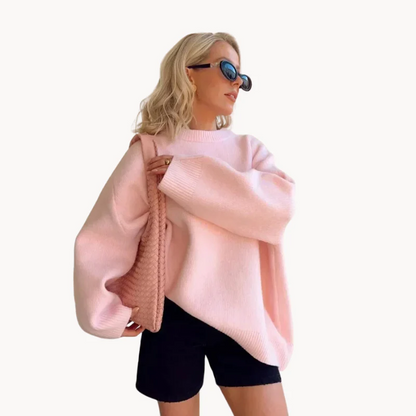 Herbstlicher Damenpullover Violett Weich - IdealeKleiden