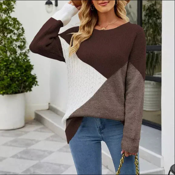 Bunt Sweatshirt Frauen Bicolor Lässig