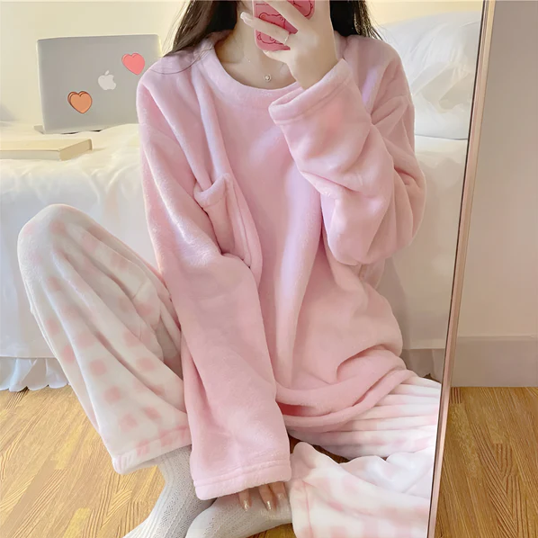 Weiches Fleece Pyjama Set Damen