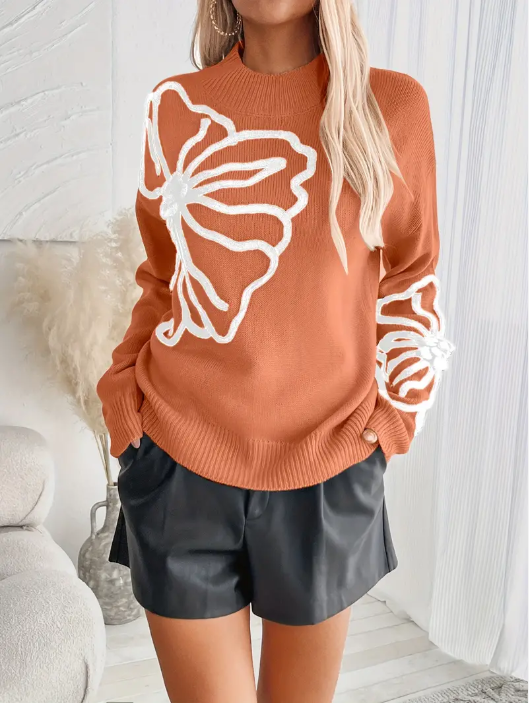 Damenschal Strickpullover Blumenmuster