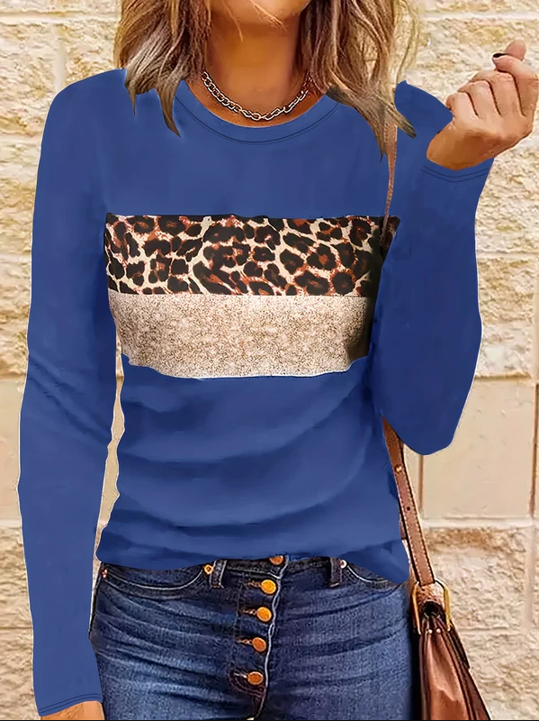 Leopard Langarmshirt Damen Schick Style