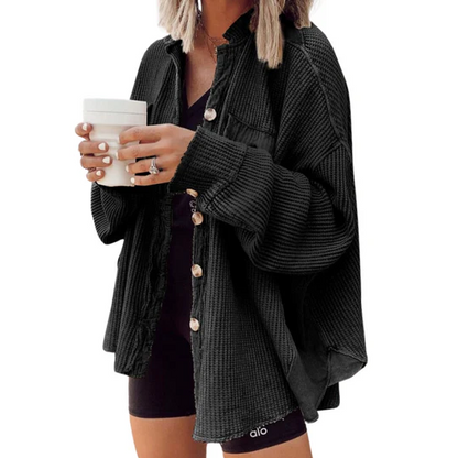 Klassische Cordjacke mit Kapuze Baumwolle