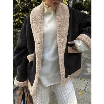 Damen Wintermantel mit Kragen Modern Schwarz