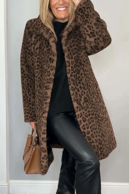Frauen Winterjacke Leopard Muster Elegant