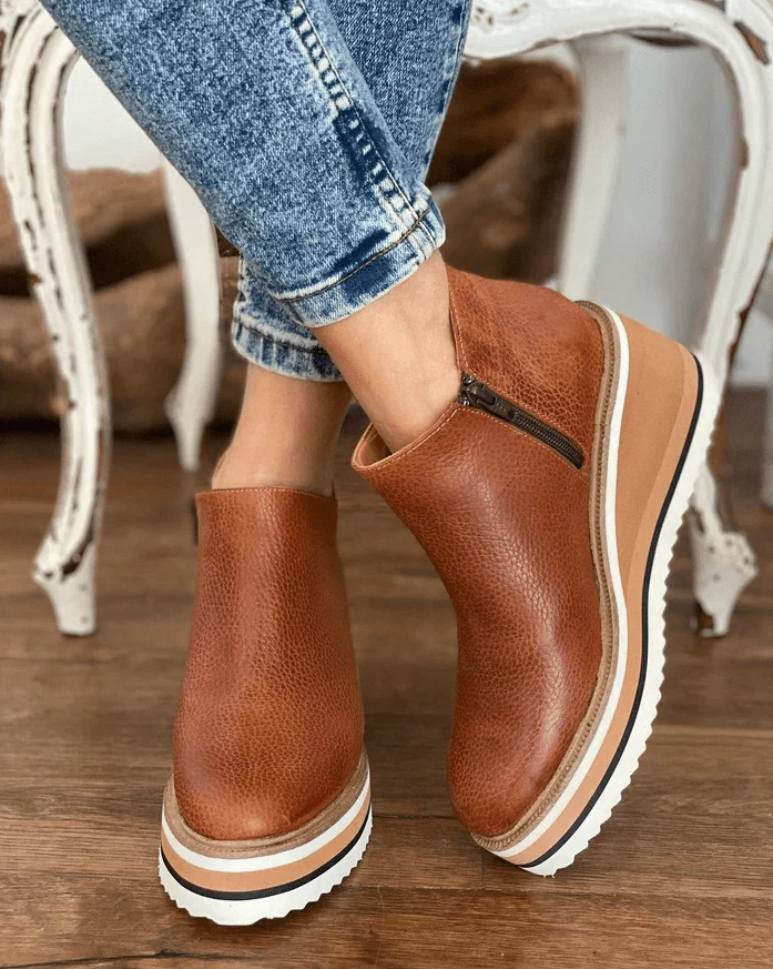 Keilstiefeletten Damen Hochhackig Elegant - IdealeKleiden