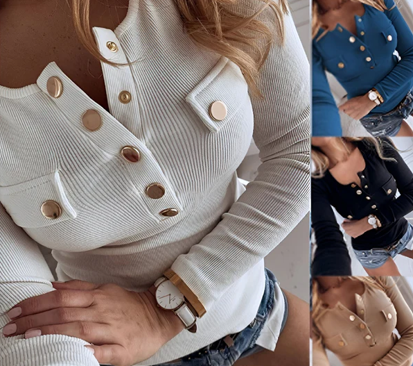 Modische Langarmbluse Damen Elegant Bequem