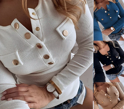 Modische Langarmbluse Damen Elegant Bequem