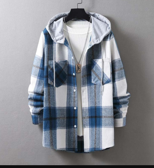 Lässige Herrenjacke Kariert Kapuzenjacke