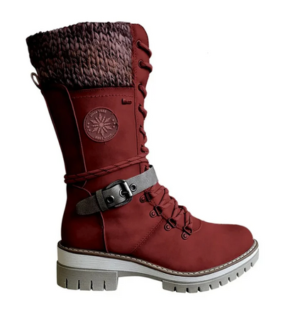 Winterstiefel Schnürung Mittelrohr Stilvolle Damenstiefel