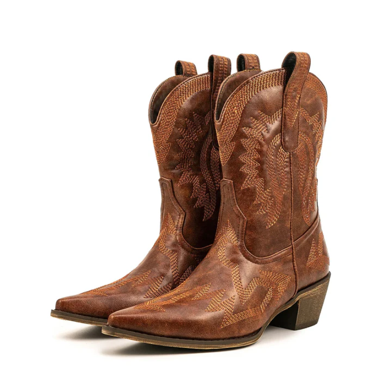Elegante Cowboystiefel Leder Damen Westernstil