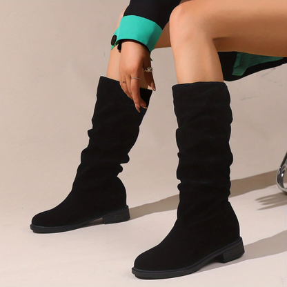 Runde Damenstiefel Mittelhoch Bequem - IdealeKleiden