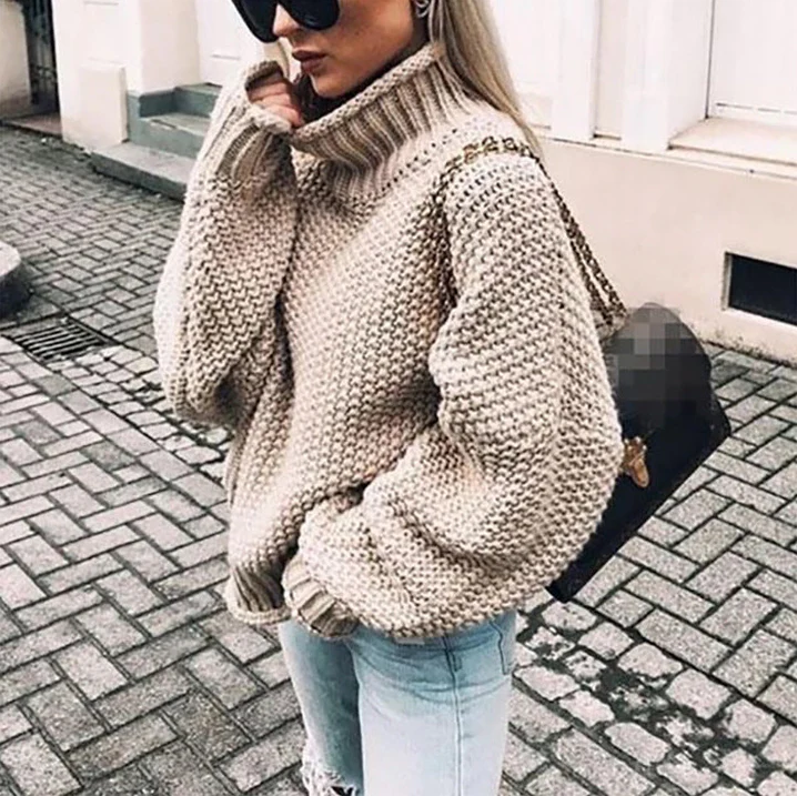 Leyna – Weich Rollkragen Pullover Damen - IdealeKleiden