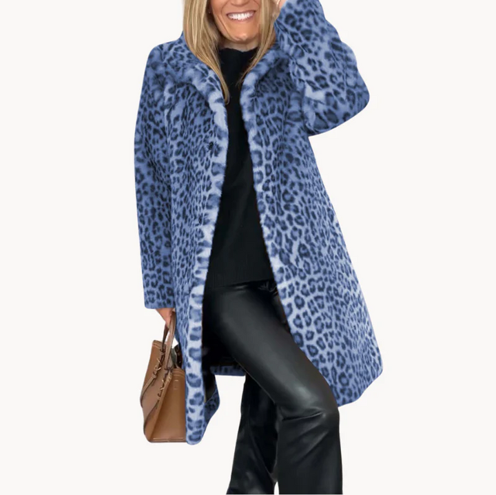 Stylische Damen Winterjacke Leopard Muster
