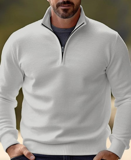 Bequemer Herren Pullover Viertelreißverschluss Casual - IdealeKleiden