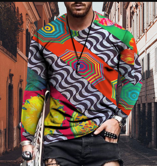Farbenfroher Hippie Pullover für Männer
