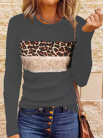 Leopard Langarmshirt Damen Schick Style