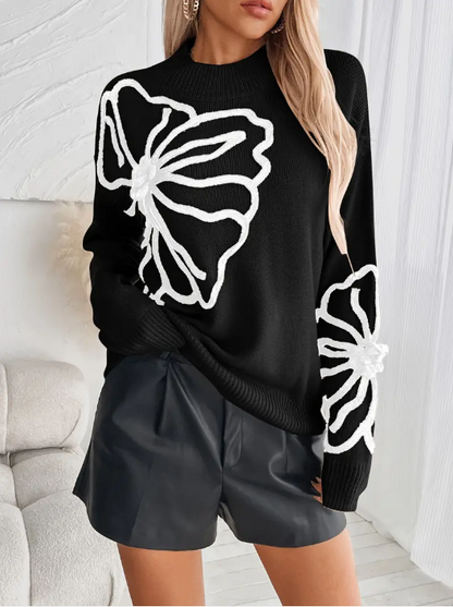 Damenschal Strickpullover Blumenmuster