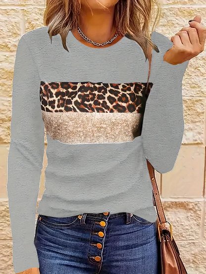 Leopard Langarmshirt Damen Schick Style