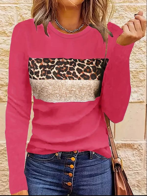 Leopard Langarmshirt Damen Schick Style