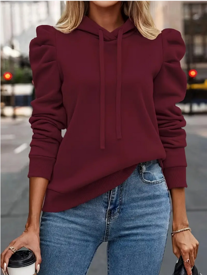 Kapuzenpullover Damen Baumwolle Puffärmel