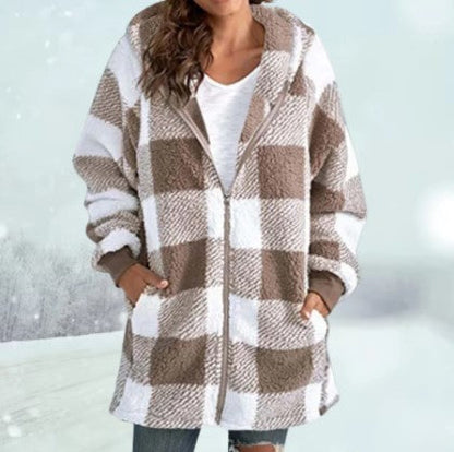 Kuscheljacke Karomuster Kapuze Winter
