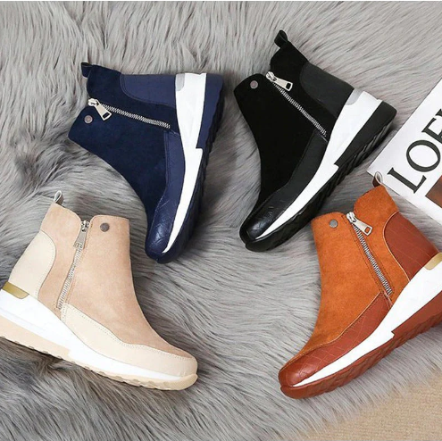 Warme Winterstiefel Damen Hoch Mit Reißverschluss - IdealeKleiden