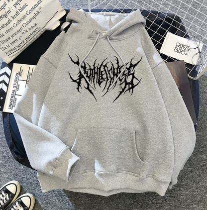 Herren Retro Berg Hoodie Elegant Grau