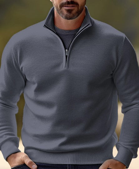 Bequemer Herren Pullover Viertelreißverschluss Casual