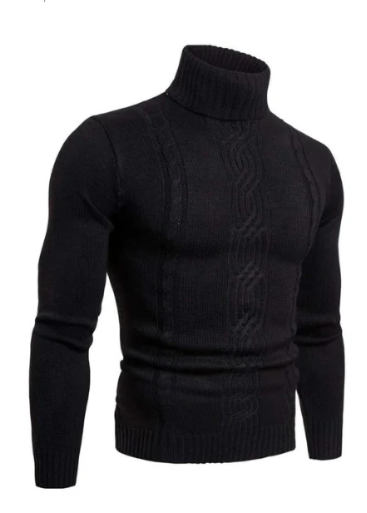 Herren Rollkragenpullover Zopf Muster Elegent