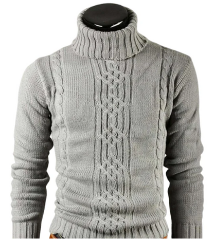 Herren Rollkragenpullover Zopf Muster Elegent