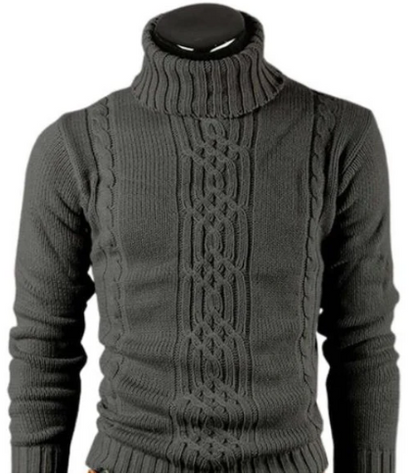 Herren Rollkragenpullover Zopf Muster Elegent