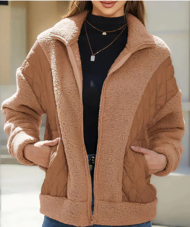 Weiche Steppjacke Damen Sherpa Fleece