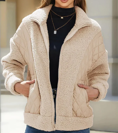 Weiche Steppjacke Damen Sherpa Fleece