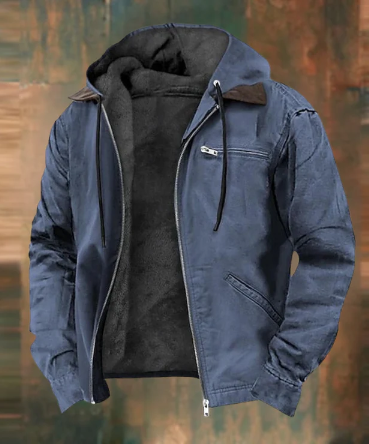 Robuste Herrenjacke Kapuze Reißverschluss Weich Fleece