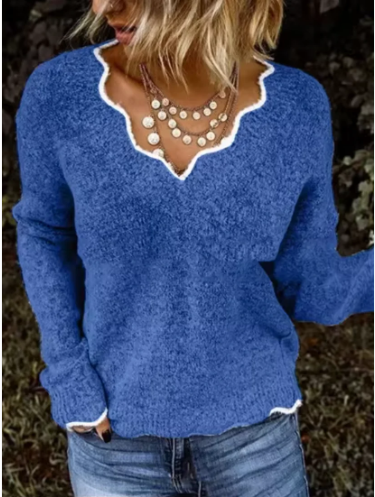 Stylischer Strickpullover mit V-Ausschnitt Modern Design