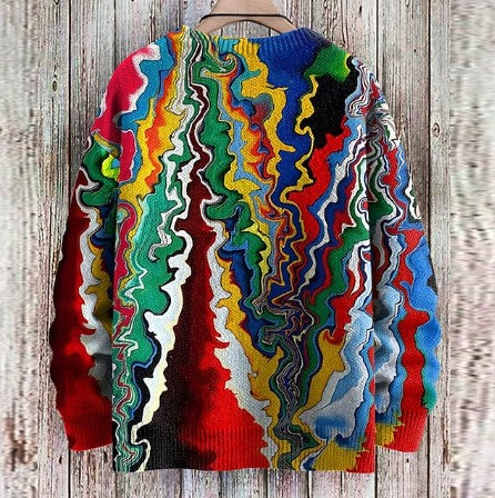 Farbenfroher Hippie Pullover für Männer - IdealeKleiden