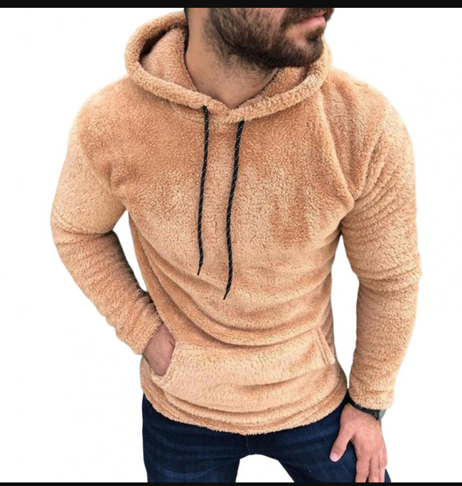 Kuschel Pullover Männer Flausch Kapuze
