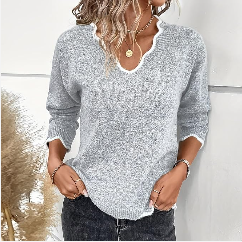 Stylischer Strickpullover mit V-Ausschnitt Modern Design