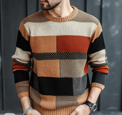 Männer Pullover Karierter Farben Block